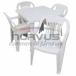 JGO - Mesa cuadrada 80x80 con 4 sillas Milan plastico blanco_NVS
