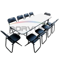 JGO - Mesa rectangular Fibra de Vidrio con 10 sillas acojinadas esmalte_NVS