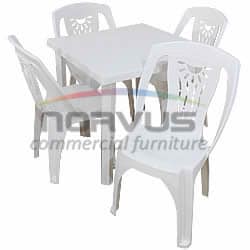JGO - Mesa cuadrada 80x80 con 4 sillas Camila plastico blanco_NVS