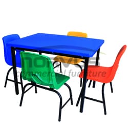 JGO - Mesa Escolar Rectangular 80x60 con 4 butacas infantiles plastico colores_NVS