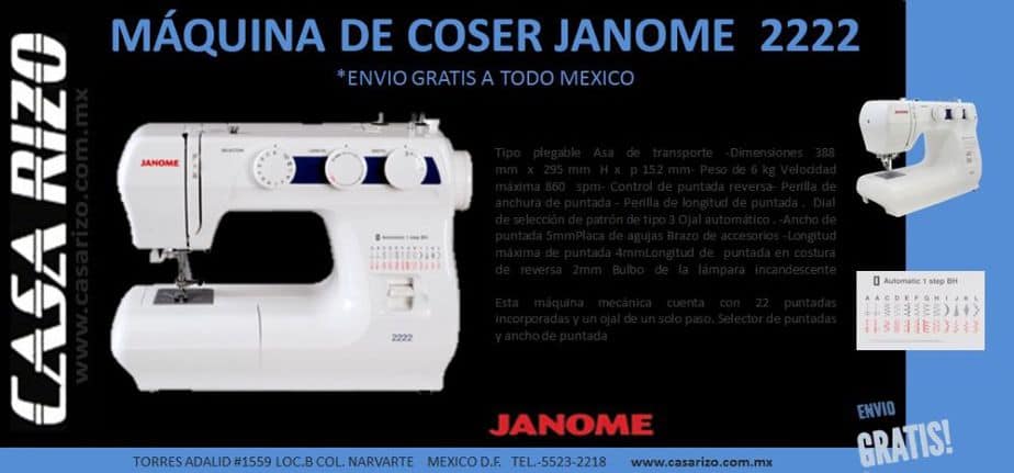 Maquina de coser janome 2222 - Casa Rizo - www.casarizo.com.mx