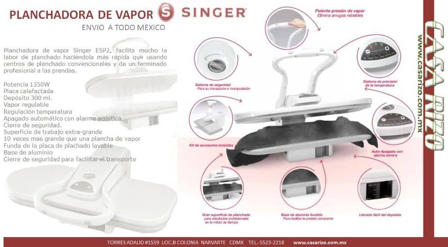 Planchadora de vapor singer esp-2 - casa rizo - www.casarizo.com.mx